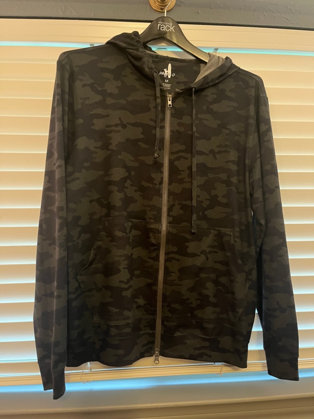 johnnie-O Men's Dark Green & Black Camo Zip-Up Hoodie